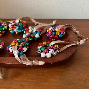8 Festive Multicolor Jingle Bell Wreath Ornaments